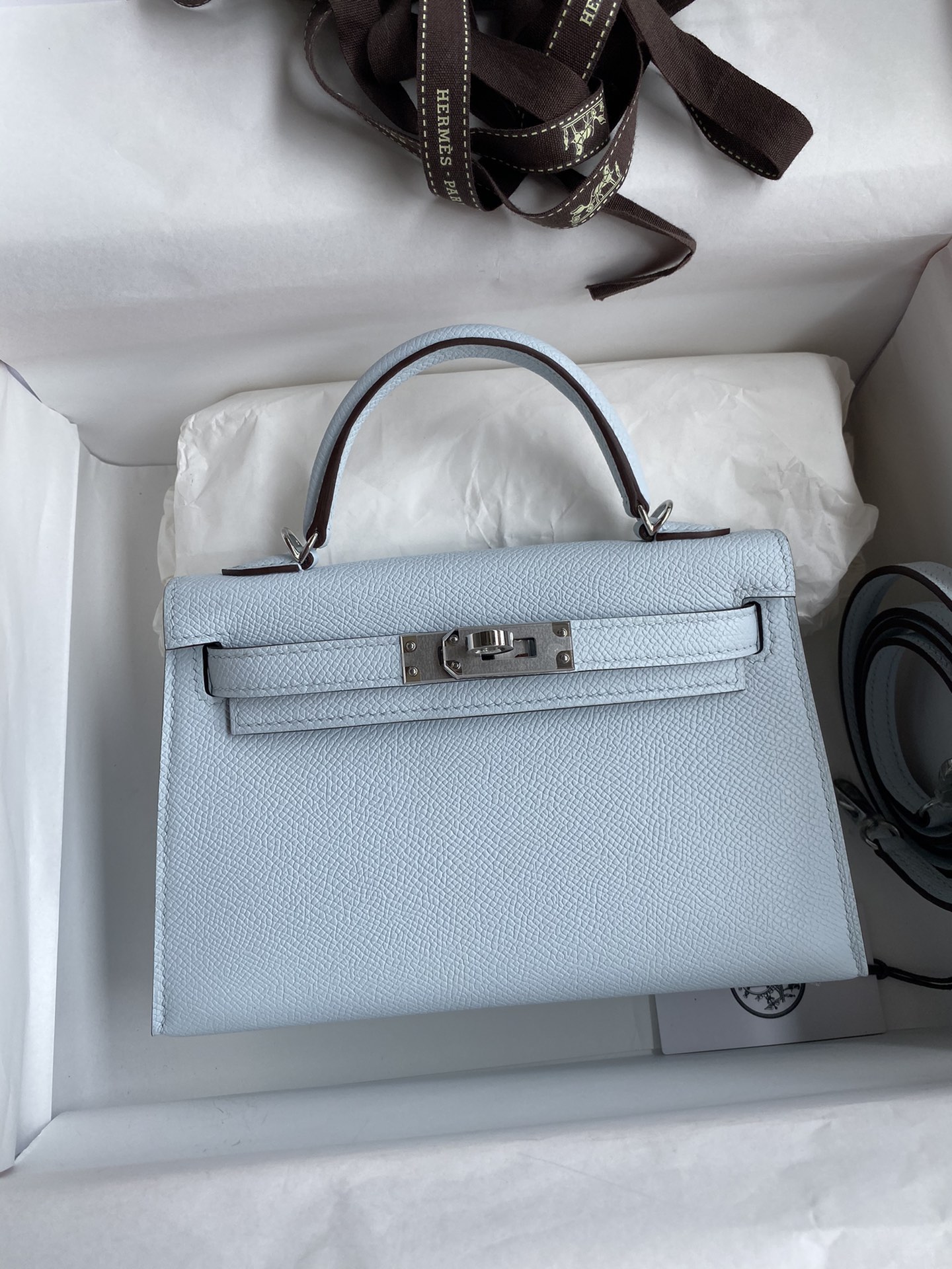 Hermes Kelly Mini II Bag 19CM In Vert D'Eau Epsom Leather